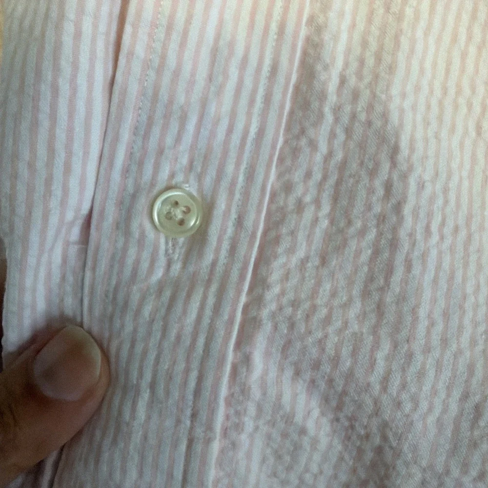 Ralph Lauren Mens XL Shirt Seersucker Striped Short Sleeve Button Down Pink